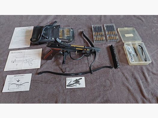 2) Barnett Trident mit originalen Pfeilen (3-Pfeile-Magazin), mehrere neue Pfeile usw., siehe Fotos, neuwertig,