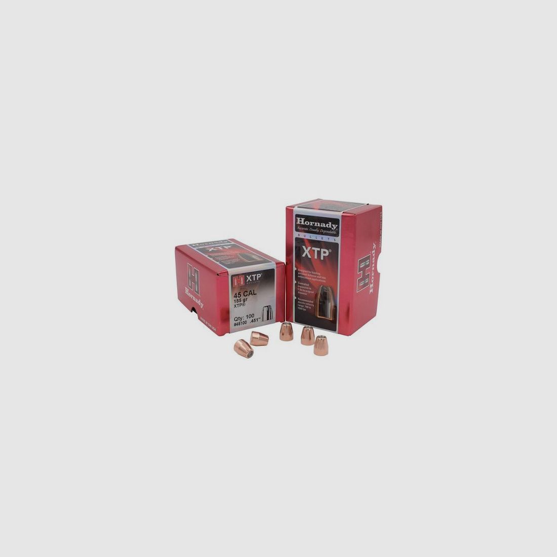 BOX OF 100 BULLETS HORNADY 45 CAL.451 185 GRS XTP