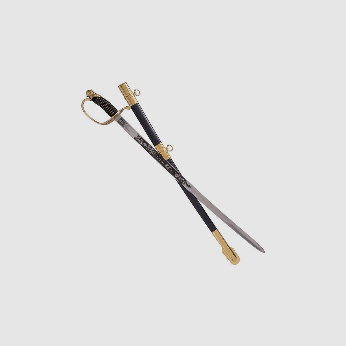 C.S.A. officer's cavalry sabers with scabbard for collectors and enthusiasts