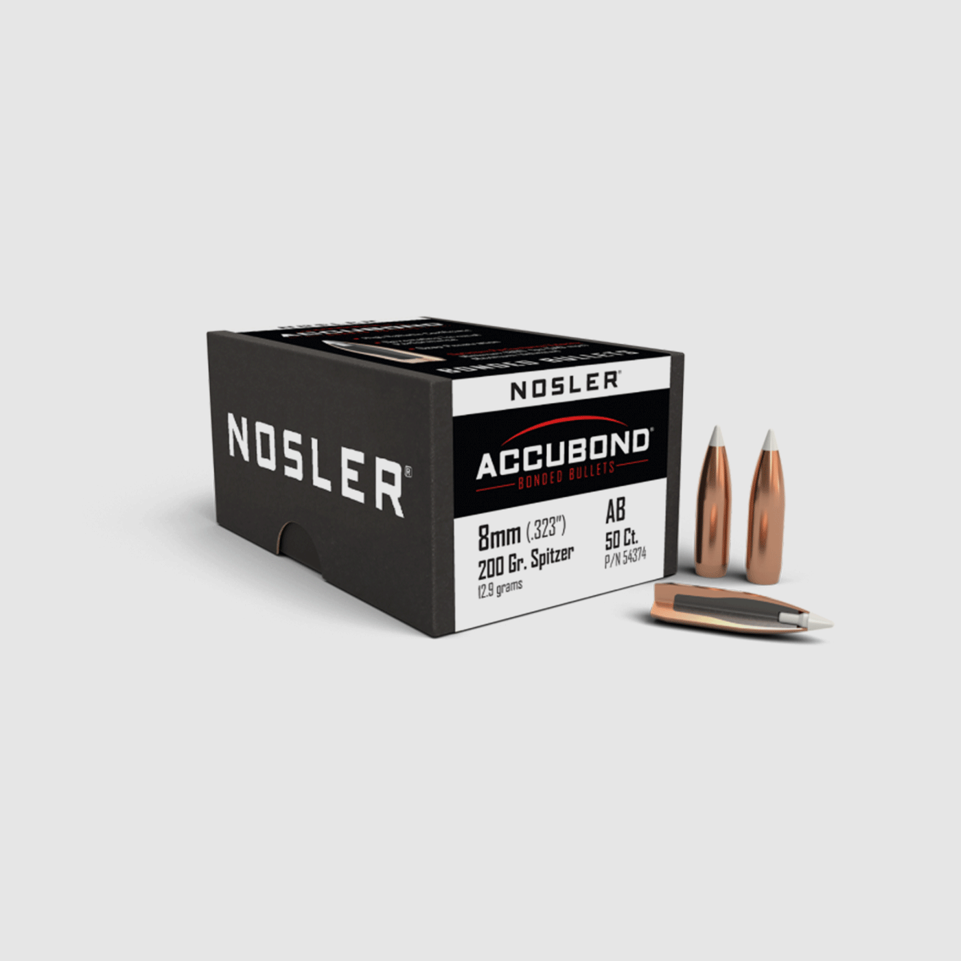 PALLE – NOSLER – ACCUBOND 8mm cal. (.323″) Spitzer 200gr (12.9 grams) (50 PZ)