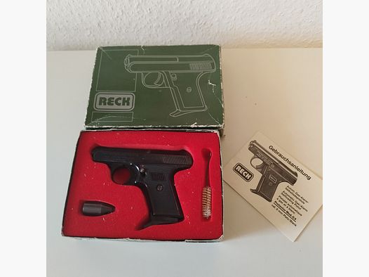 Vintage SRS pistol Reck Protector 8mm Knall PTB met OVP en accessoires