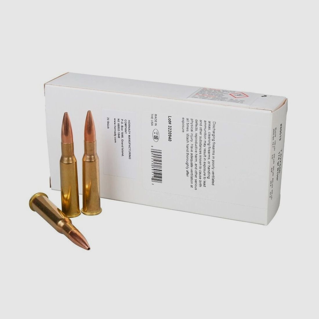 Hornady -Angebot- Hornady 7,62x54 R BTHP 11,3g/174grs. Boat Tail Hollow Point 20 Schuss / 20 RDS