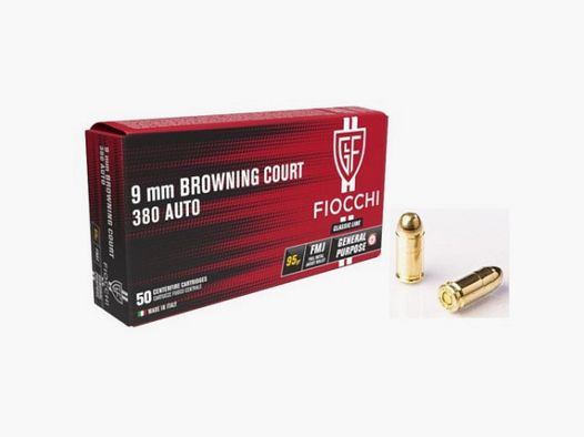 CARTOUCHE FIOCCHI CAL 380 ACP FMJ 95 GRAINS X50