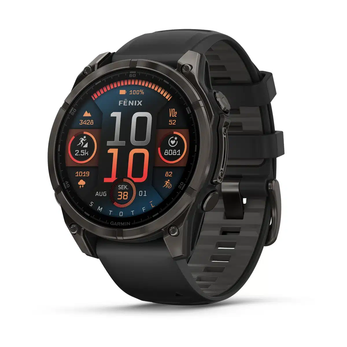 Garmin fēnix® 8 – 47 mm, AMOLED – Sapphire, Carbon Grey DLC titanium with Black/Pebble Grey