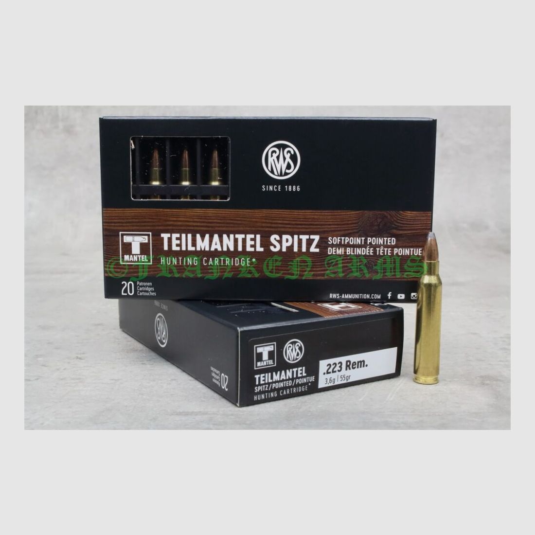 RWS giacca parziale .223 Rem. 55gr. 3,6g 20 pezzi prezzo per quantità