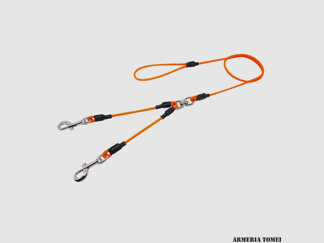 DOPPELTES LEINEN MIT 2 KARABINERN (ORANGE) 130cm