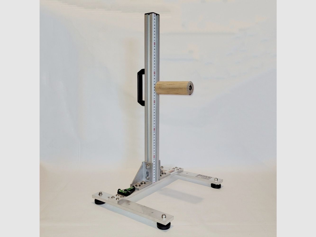 KGF Auflagestativ - Auflageständer Alu H-600-Pro mit Buchenholz-Auflage, Waage, Griff und Maßband