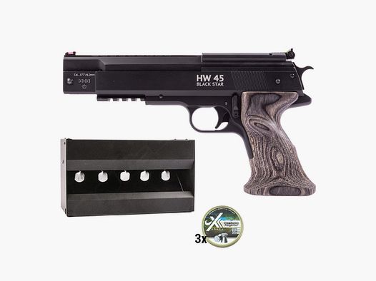 Weihrauch HW 45 Black Star Air Pistol Cal. 4.5mm Plinking Set