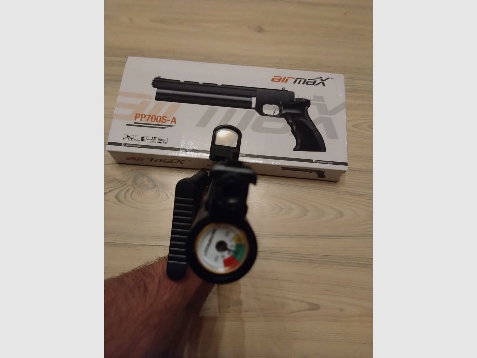 Pressluftpistole airmaX PP700S-A, Kaliber 5,5mm + Klappschaft + DOT