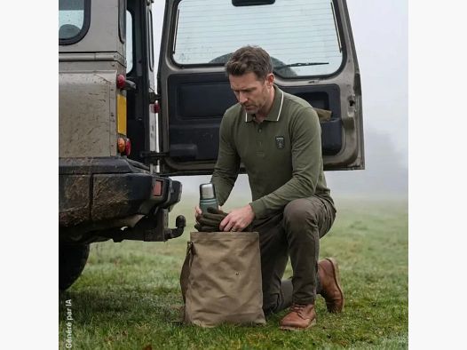 Polo Percussion manches longues brodé logo kaki