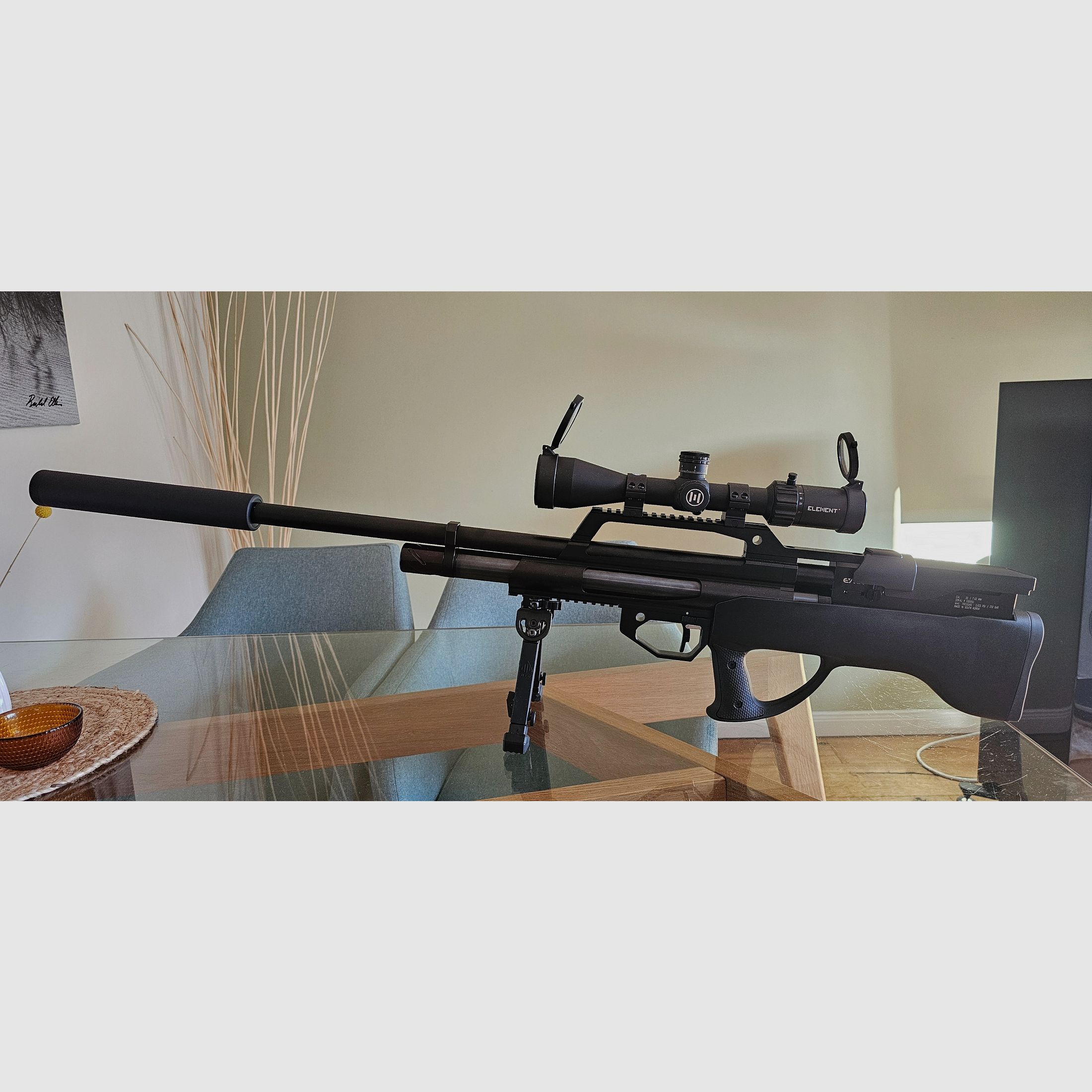 Evanix Max Air II .30 (7.62 mm) PCP air rifle set – GoGun (F-mark) + Element Optics + Sportsmatch + Schalock + accessories (incl. invoice)