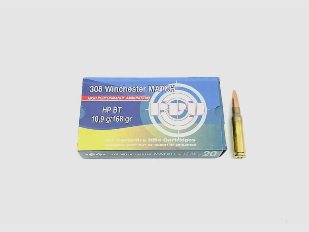 .308 Win. PPU Match HPBT 168grs.