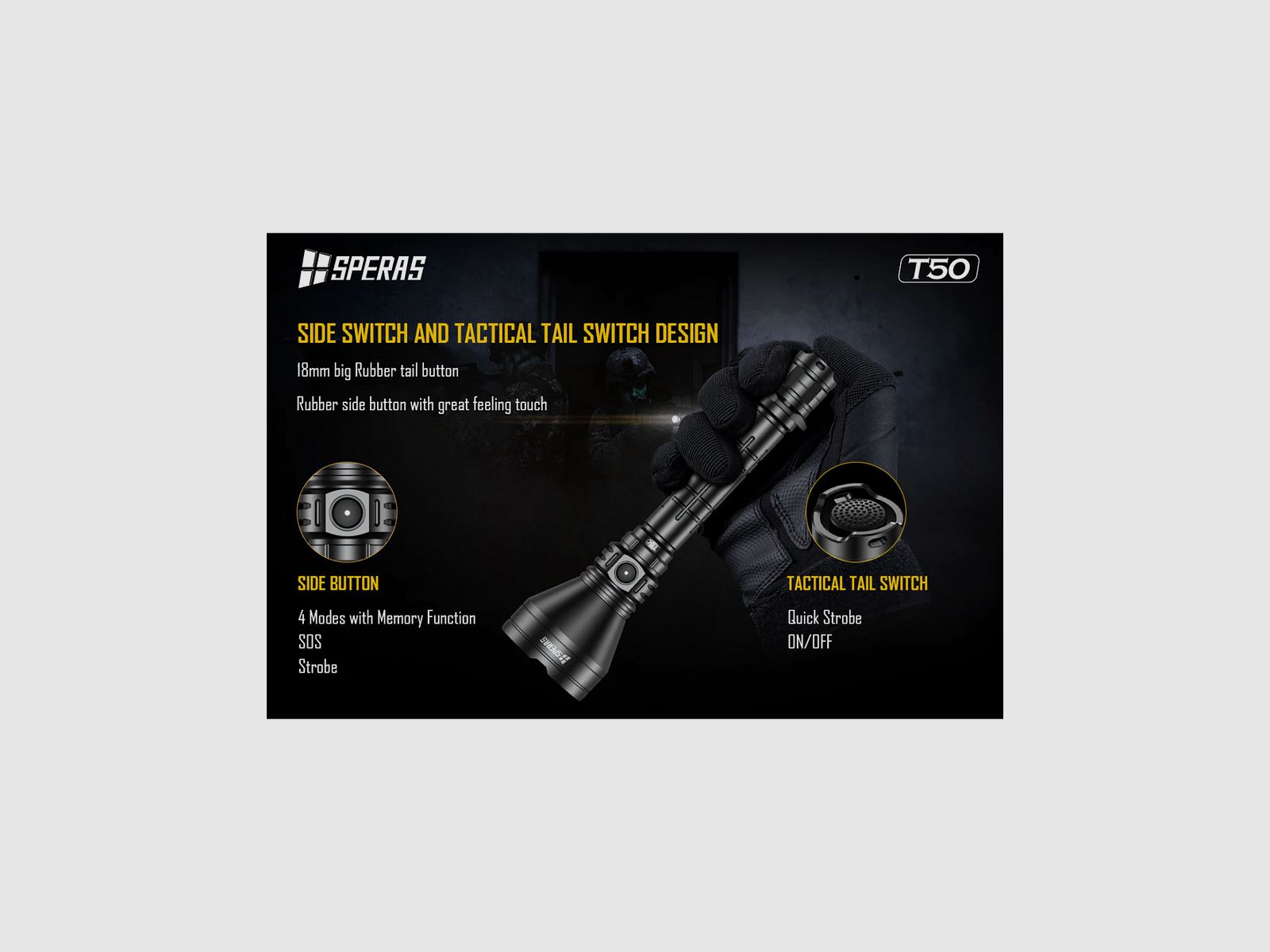 SPERAS T50K USB-C wiederaufladbare Jagd-Taschenlampe, Bild 10 von 16