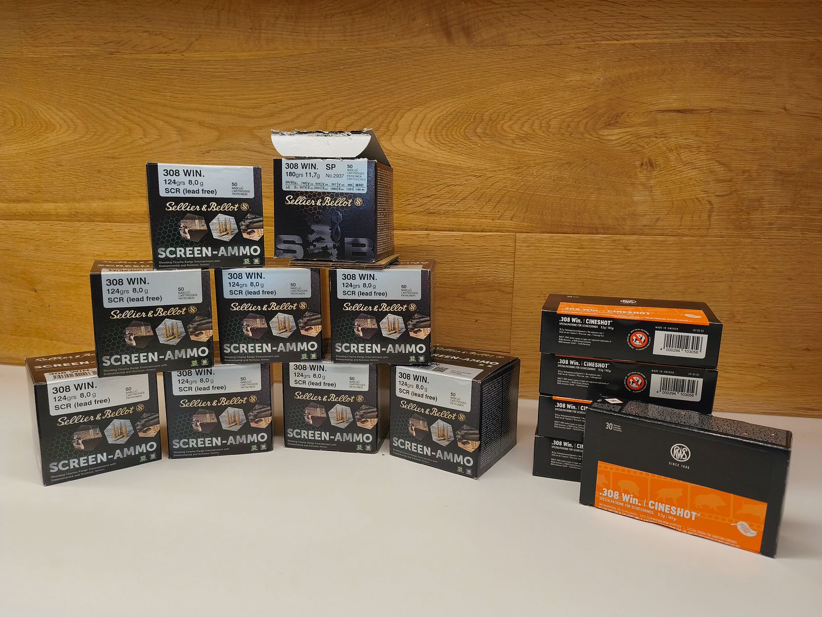 582x .308 Win – Munitionspaket für Schießkino –  Sellier & Bellot, RWS –  85,8 ct/Schuss
