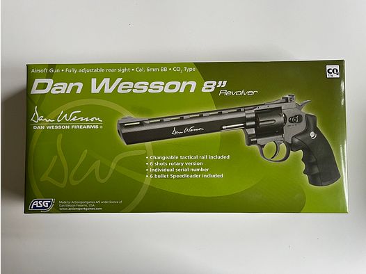 Airsoft Revolver Dan Wesson 8'' Kal. 6mm inkl. 3000 Schuss Munition & 10 CO2 Kartuschen