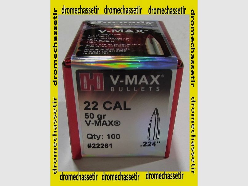 Pudełko 100 pocisków Hornady V-MAX kal 22 waga 50 grain ref 22261