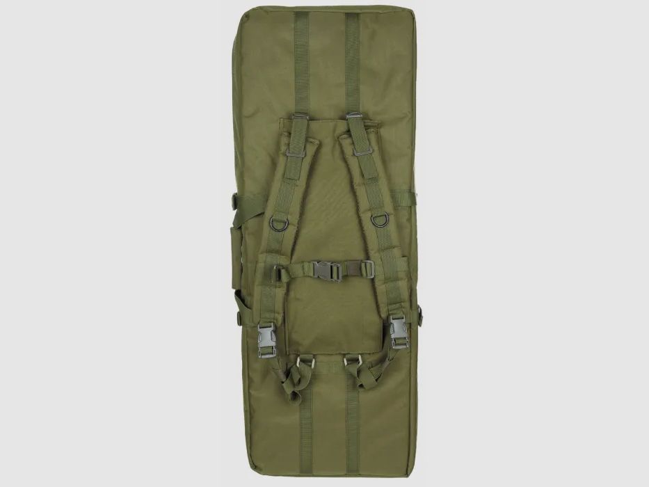Rifle bag for 2 long guns up to 95cm, olive, with partition and backpack straps