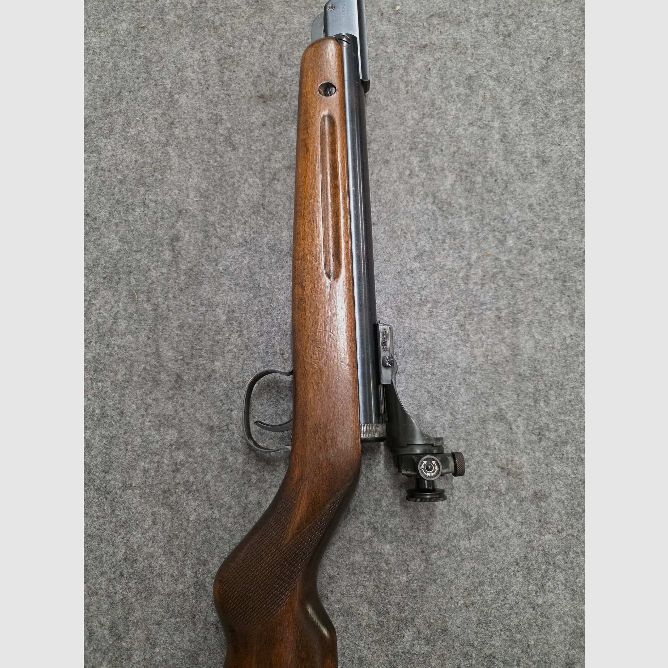 Vecchio Walther Mod. 53 Knicker carabina ad aria con diottra senza marchio F degli anni '50/'60 cal. 4,5mm Diabolo, immagine 11 di 12