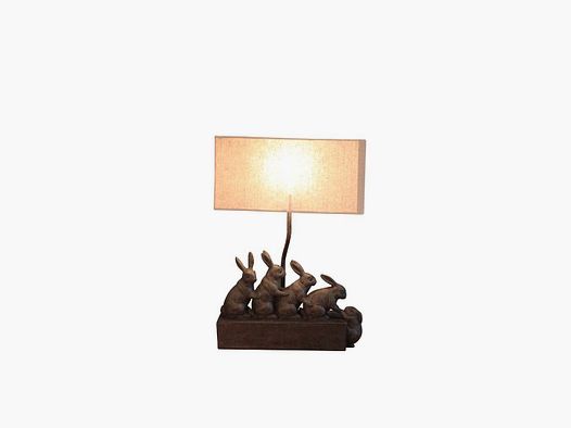 Lovergreen Lampen mit Tiermotiven Motiv Kaninchenfamilie Lampe + Lampenschirm - Polyresin