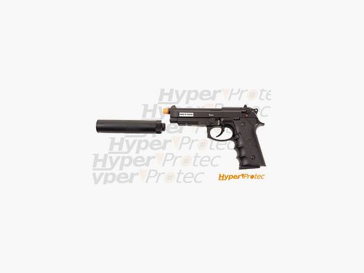Pistolet airsoft gaz avec silencieux Spartan STS-9 full metal tactique 6mm 1 joule