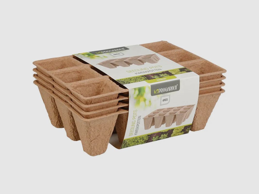 Set di 4 piastre biodegradabili con 12 celle per semina, immagine 1 di 4