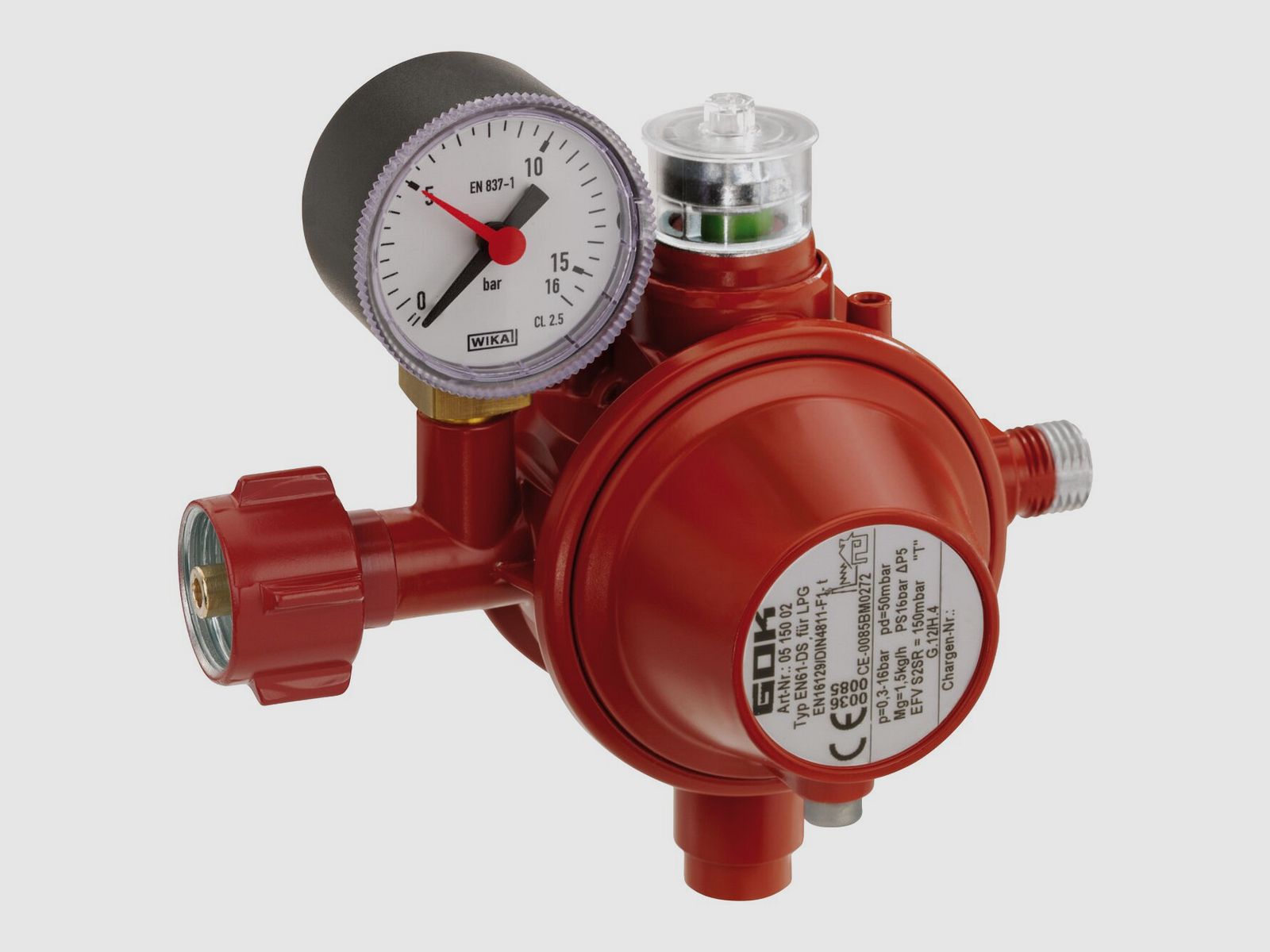 Gas regulator 1.5 kg/h, KLF x G1/4LH-KN TAE UEDS SBS Man