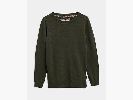 Barbour Pendle Crew Jumper, Olive/Birchwood Tartan, Women’s 14