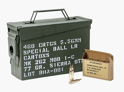 5.56×45 Nato Black Hills MK262 Mod 77grs. OTM – 460 colpi con scatola