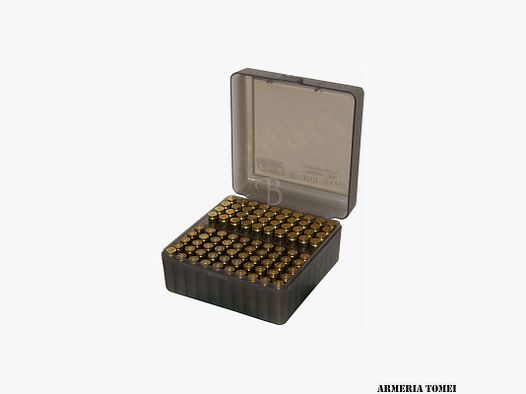 MTM CASE GUARD – MTM R-100 boîte à munitions Flip-Top pour 100 cartouches avec poignée, 243-308, gris-T