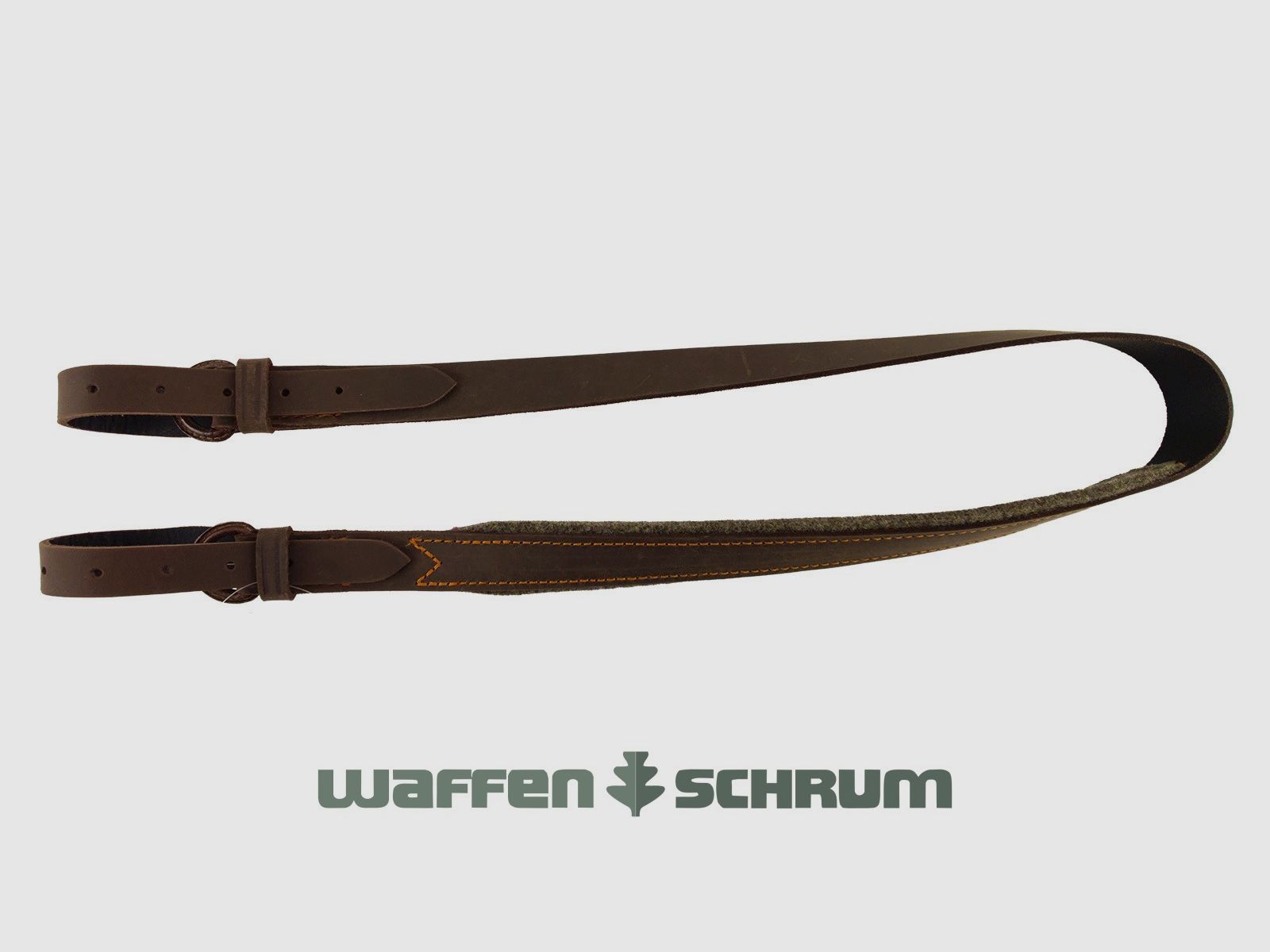 AKAH geweerriem leer - bruin pull-up effect 35MM vilt onderlegger