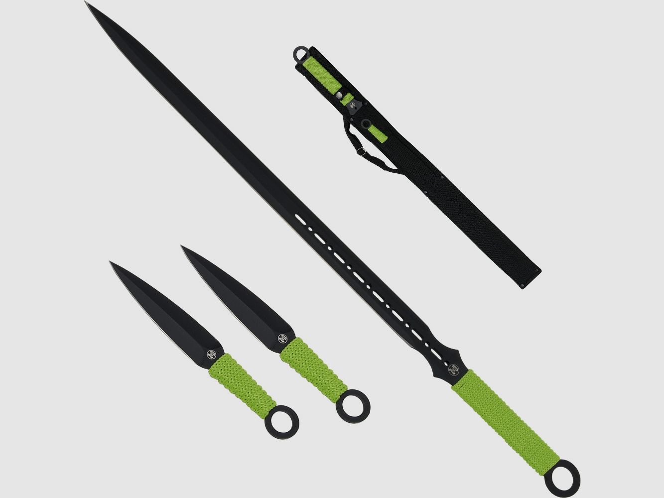 Zombie Schwert + 2 Wurfmesser Dead Samurai