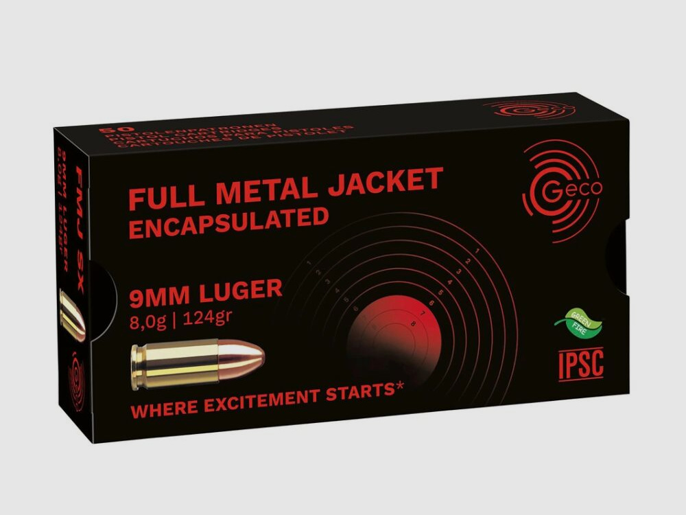 Geco 9x19mm 124gr SX Tombak Verkapselt