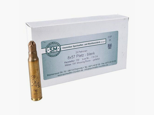 Cartuchos de fogueo 8 x 57 casquillo de latón (20 cartuchos)