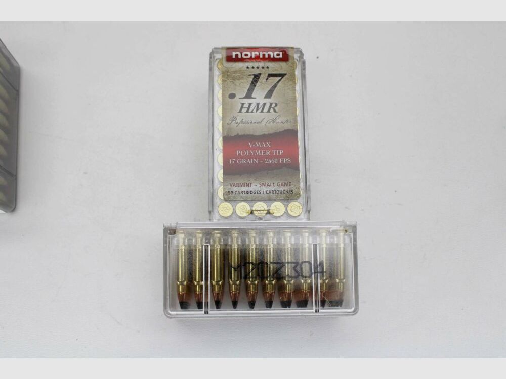100 schoten Norma .17HMR V-Max Polymer TIP 17grs. 2560FPS 2x50 verpakking