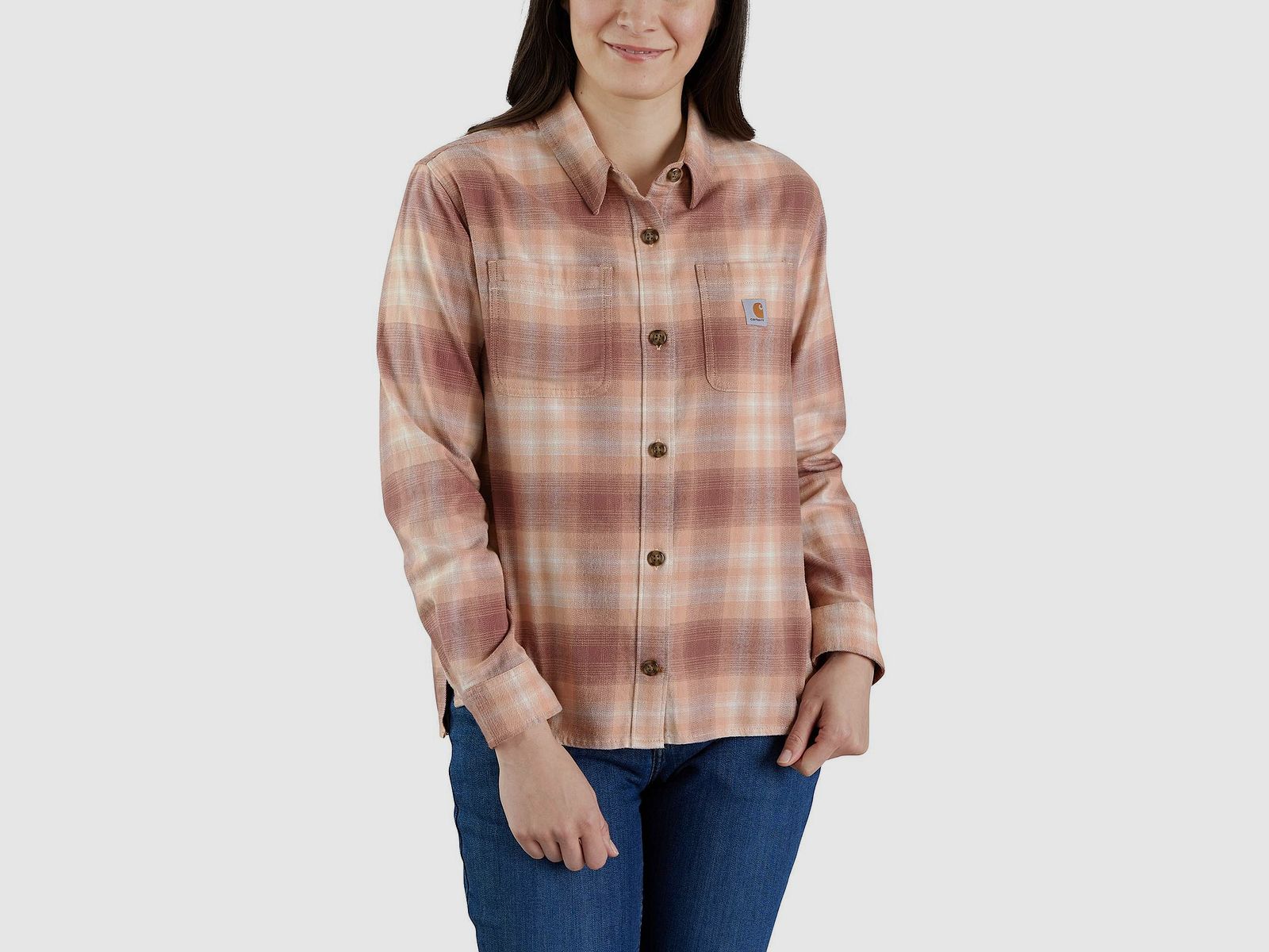 Carhartt Plaid Flannel Shirt Ladies Stucco XL
