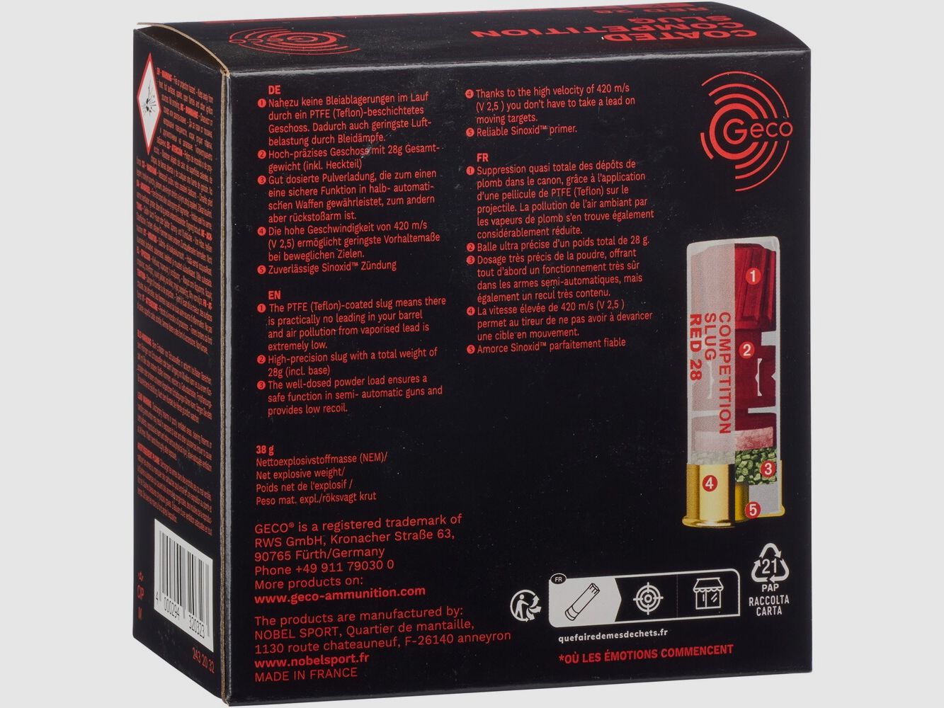 Geco 12/67.5 Coated Competition Slug Red 28g, imagen 2 de 3