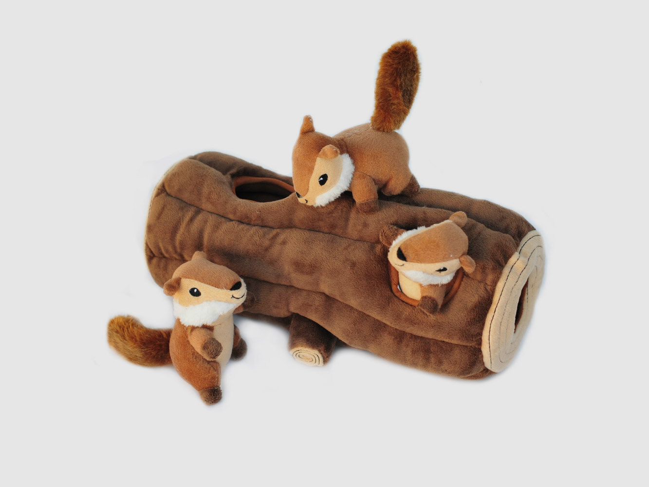 Tunnel di peluche a forma di tronco con scoiattoli ZippyPaws, immagine 4 di 14