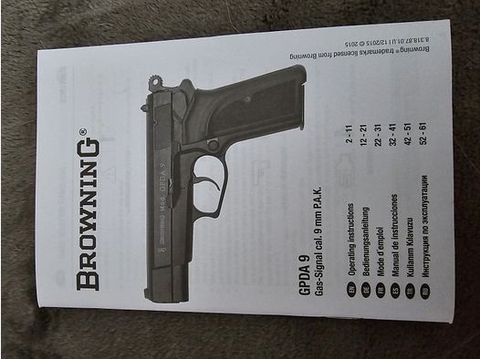 BROWNING GPDA 9 9mm P.A.K. BEDIENUNGSANLEITUNG