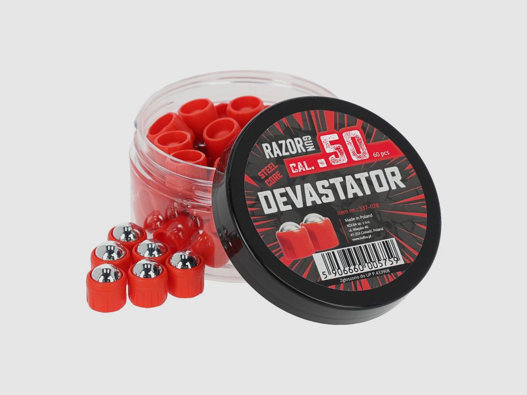 60 Stahlkugeln Devastator .50 Razor Gun