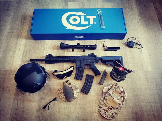 Softair m4 A1 Carbine Colt ( halbautomatisch) Komplettset (0.5-1 Joule)