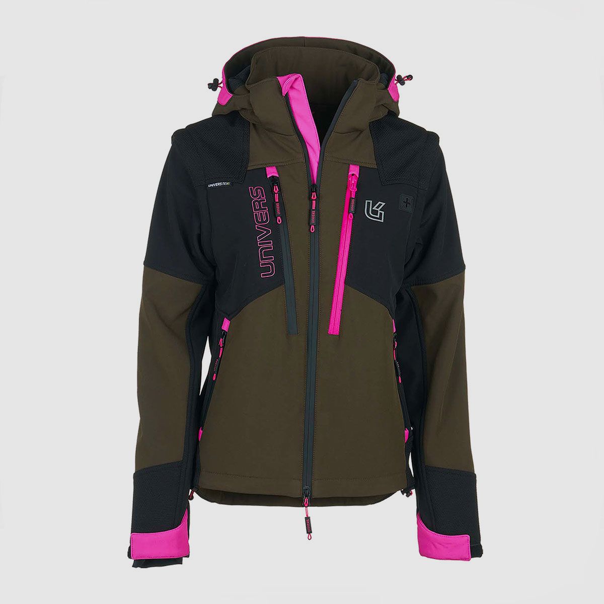 UNIVERS – DAMEN – JAGDJAKE CACCIA CORTINA MIT ABNEHMBARER ÄRMEL U-TEX Grün/Fuchsia, Bild 1 von 6