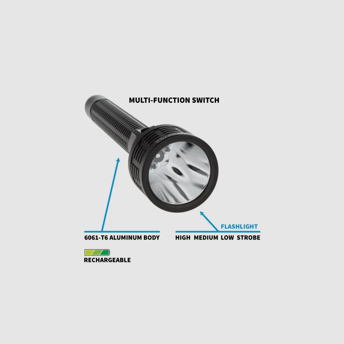 NSR-9746XL metalen zaklamp op ware grootte – Li-ion (zwart) Nightstick, afbeelding 4 van 6