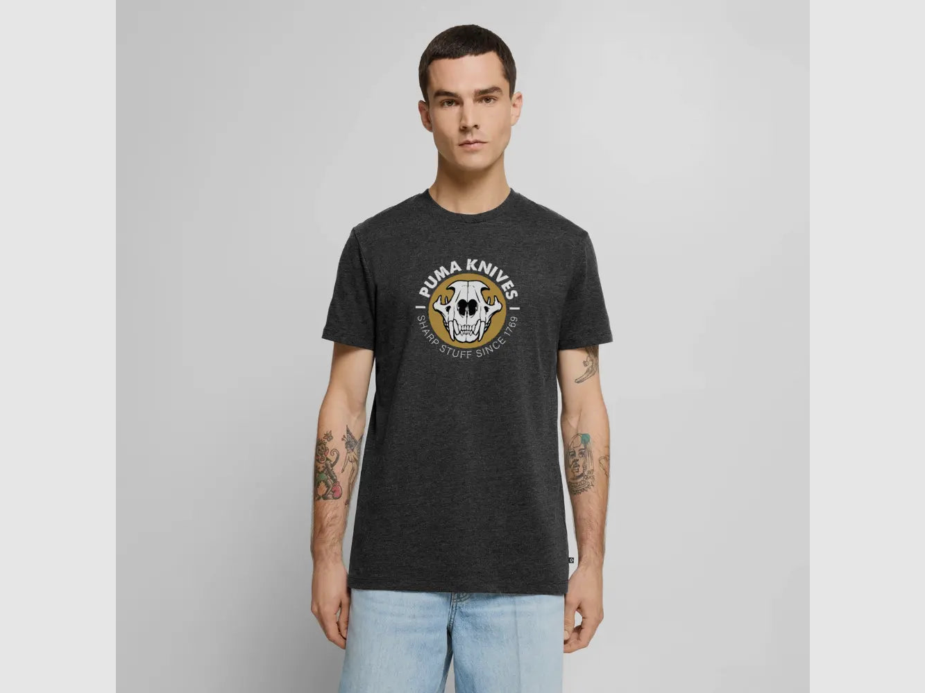 PUMA Men’s Premium T-Shirt "Skull Frontal Sharp Stuff" White