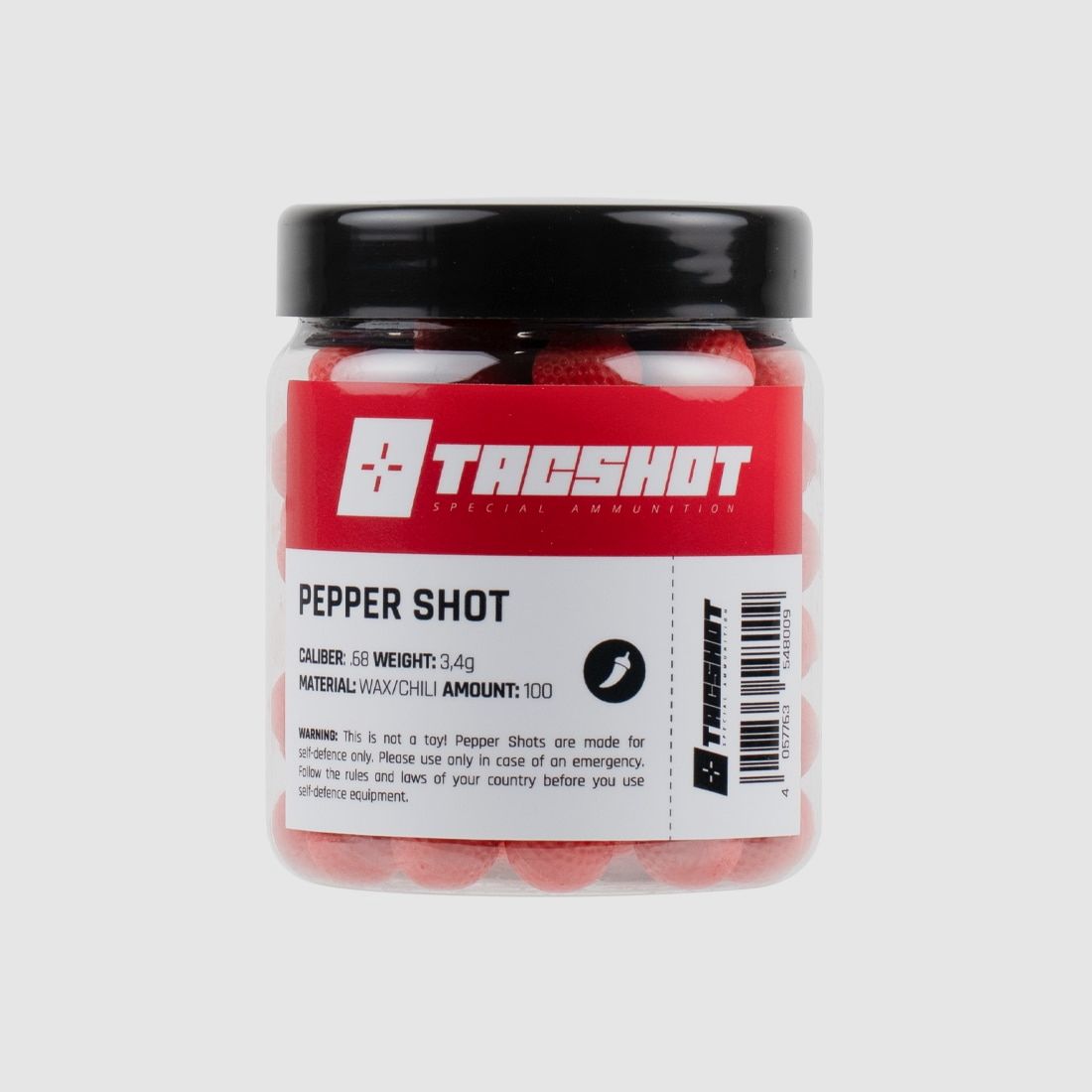 TacShot Munizioni PEPPER SHOT Cal. 68 Proiettili di pepe (barattolo da 100)