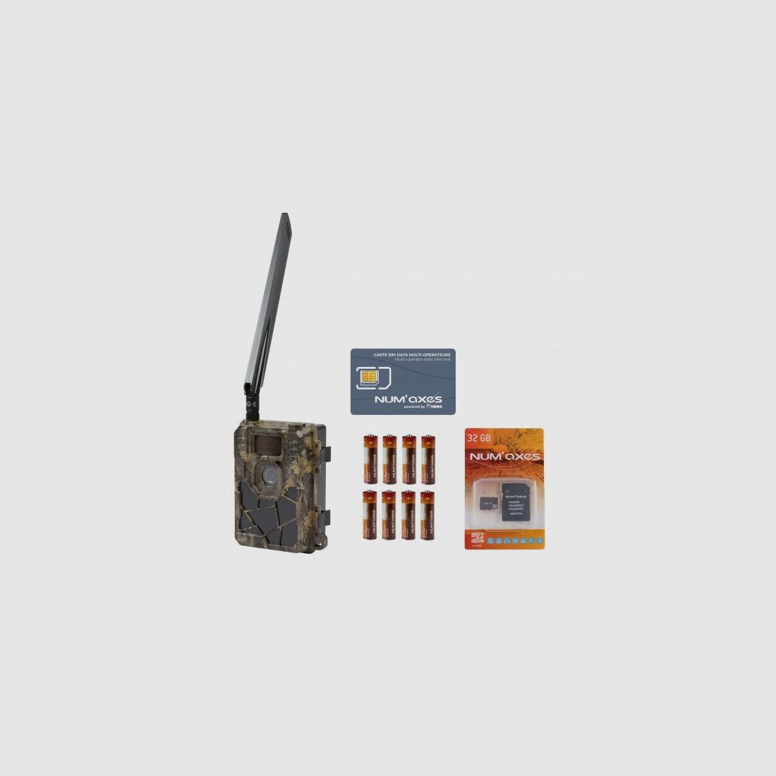 Pack Wildkamera PIE1051 + 8 AA LR6 Batterien + 32 GB Speicherkarte + SIM-Karte, Bild 1 von 8