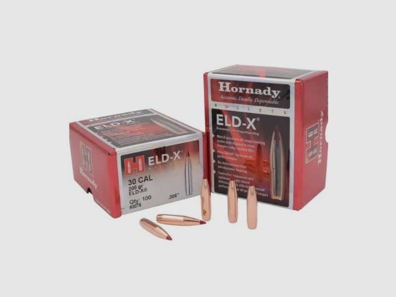 100 St. Hornady ELD-X Matchgeschosse im Kaliber .308 WIN #3076 in 200 Grain