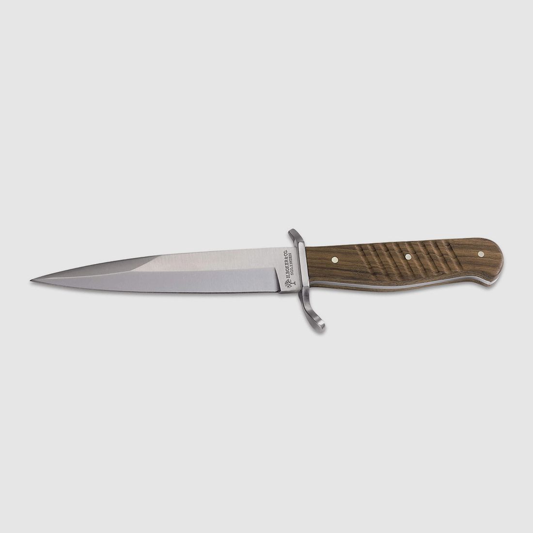 Dolch BĂ¶ker Grabendolch Stahl C75 Stahl KlingenlĂ¤nge 14,4 cm Walnussholz Griff inklusive Lederscheide (P18)