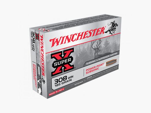 PACKUNG MIT 20 PATRONEN .308 WIN WINCHESTER SUBSONIC H.P 185G
