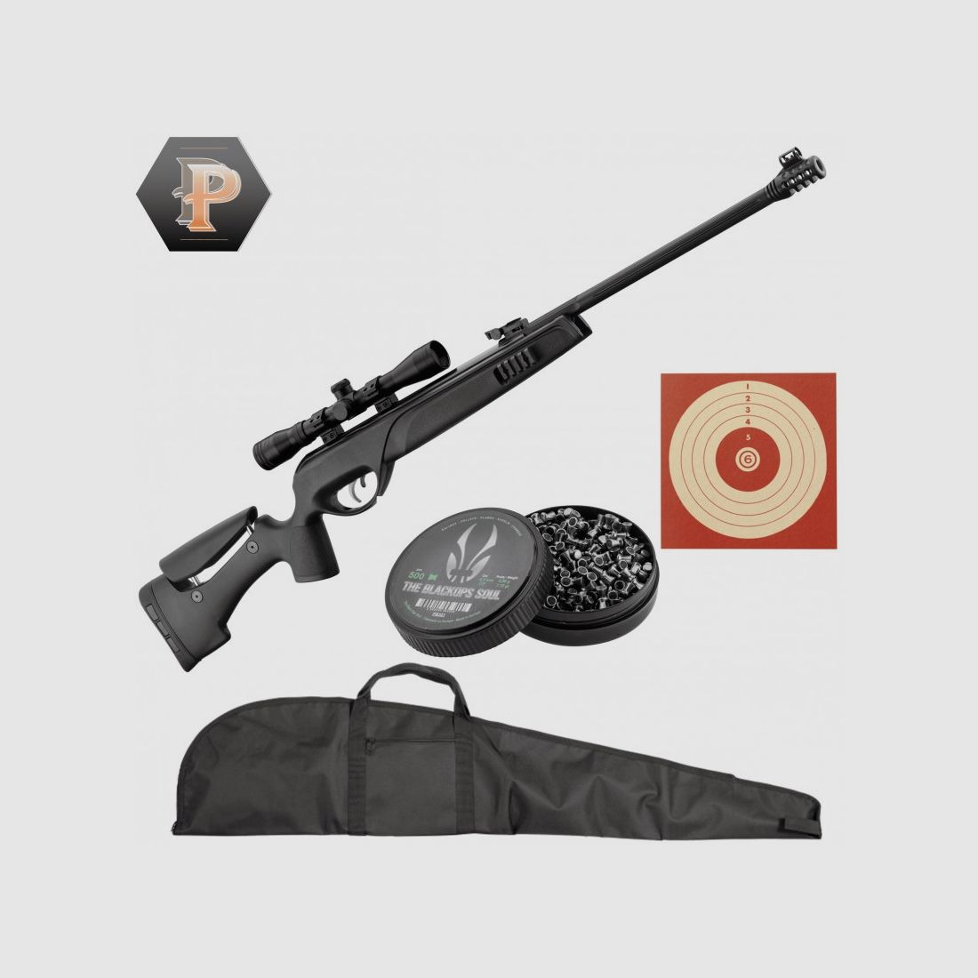 GAMO Tactical Storm Büchse + 4x32 WR. Kal. 4,5 mm + Diabolos + Ziele + Futteral, Bild 5 von 5