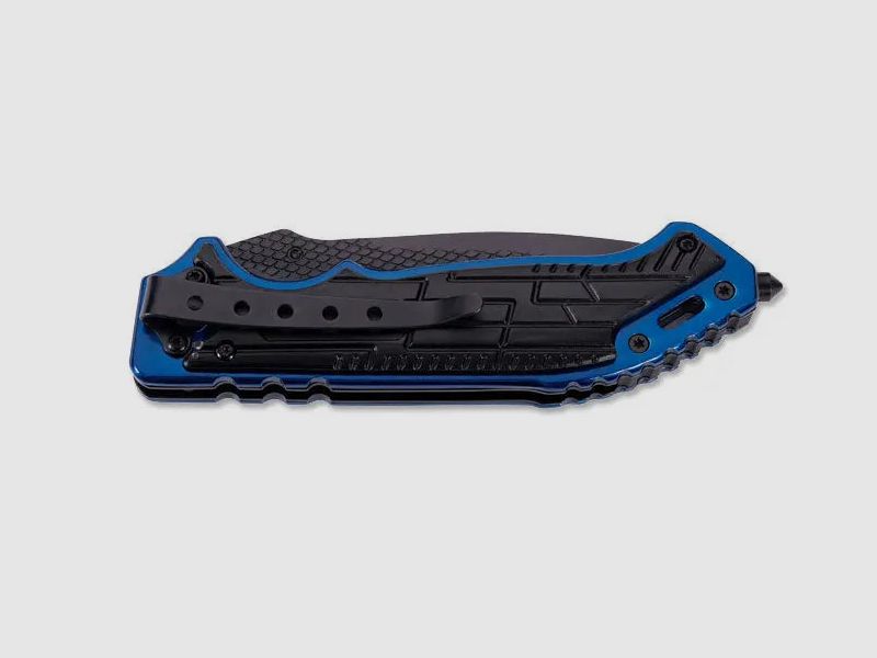 Couteau PUMA TEC à une main avec brise-vitre, noir/bleu
